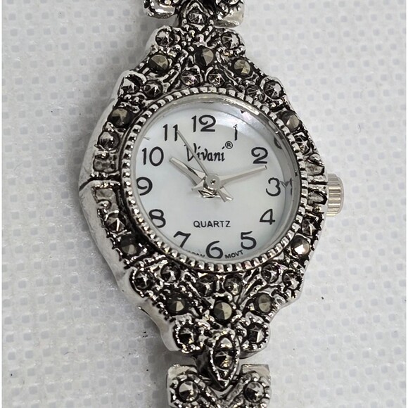 Women\'s Vivani Cocktail Stunning Silver Tone Marcasites Bracelet Band Watch 07 main image 7